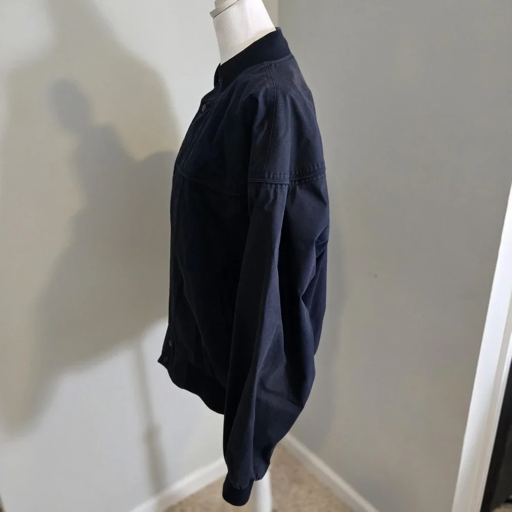 Knightsbridge Vintage Bomber Jacket Mens Large Navy Zip Snap Cotton